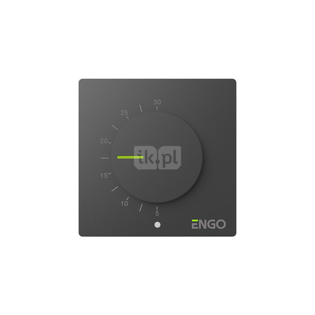 Przewodowy, natynkowy regulator temperatury z pokrętłem, 230V, czarny