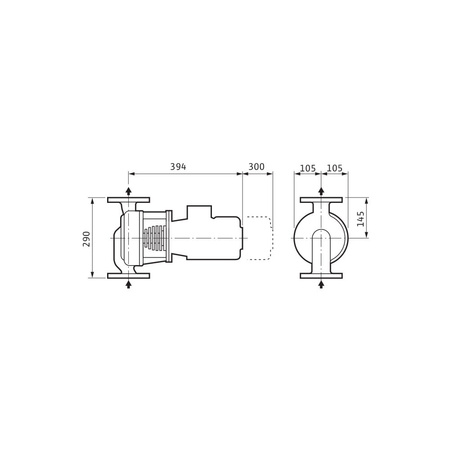Pompa obiegowa WILO VeroLine-IPH-W 20/160-0,37/4 typu in-line z silnikiem znormalizowanym 50 Hz, moc silnika 0.37kW 1.12 A 1425 obr/min, wlot Kołnierz