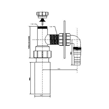 Przyłącze do pralki lub zmywarki podtynkowe z napowietrznikiem z odejściem 50mm ,maskownica CHROM