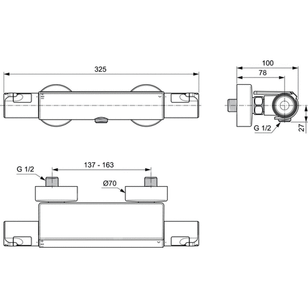 CERATHERM T50 Bateria natryskowa EXPSD W/SHELF