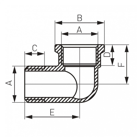 Kolano 90' FERRO, mosiądz (chrom), 3/4'' (GW x GZ)