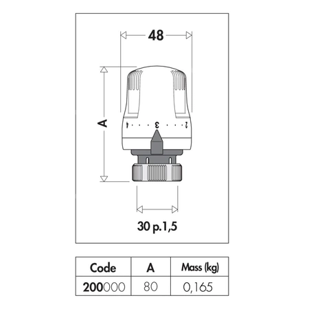 Głowica termostatyczna z wbudowanym czujnikiem cieczowym, z adapterem, seria 200