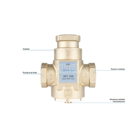 Zawór bezpieczeństwa AFRISO ATV 336 mosiądz GW x GW 1''