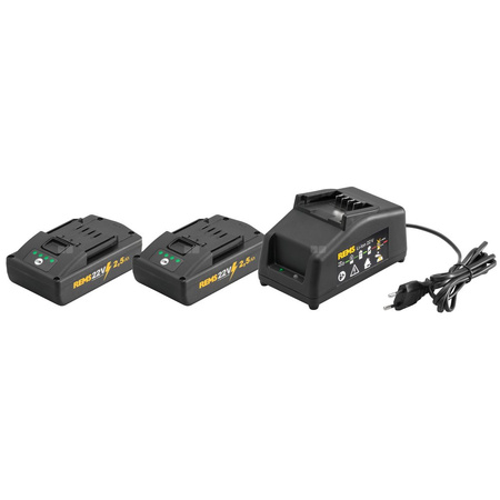 REMS POWER-PACK 22V, 2,5AH AKKU X2 +LADEGERÄT 230 V, 90 W
