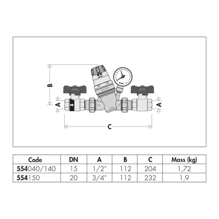 Automatyczny zawór do napełniania instalacji 1/2" z manometrem