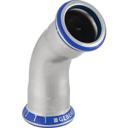 Kolano 45' GEBERIT Mapress Edelstahl FKM, stal nierdzewna, 42 mm, DN 40 x 42 mm x DN 40 (mufa zaprasowywana x mufa zaprasowywana), (głębokość: 21 mm) z uszczelką