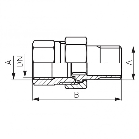 Śrubunek prosty z uszczelką FERRO, mosiądz (chrom), 3/8'' (GW x GZ)