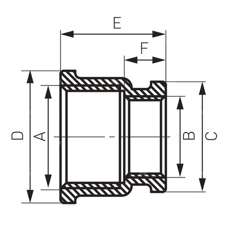 Mufa FERRO redukcja, mosiądz (chrom), 1/2'' x 3/8'' (GW)