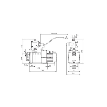 Pompa do zaopatrzenia w wodę Wilo-HiMulti 3C1-44P, samozasysająca, wielostopniowa z automatycznym systemem sterowania pompą, zabezpieczenie przed suchobiegiem, wysokosprawna hydraulika, niskie zużycie prądu, cicha praca, 1~230V