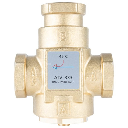 Zawór temp.powrotu kotła ATV 333, DN25, Rp1", 45°C, Kvs 9 m3/h-AFRISO