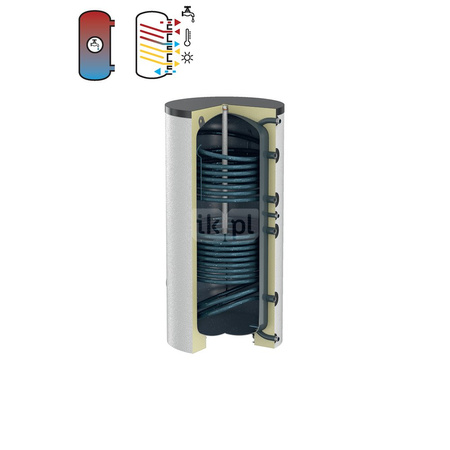 Podgrzewacz FLAMCO MEIBES DUO-SOLAR z wężownicą, 400 l, Spiralny, Emaliowany, 35.4 kW, 10 / 16