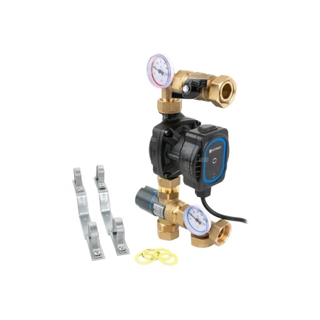 Grupa pompowa AFRISO BTU 501 AP nakrętka x nakrętka 1'' x 1'', z zaworem termostatycznym, z pompą obiegową AFRISO APH 160 15-7/130 mm
