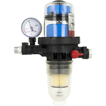 Filtr olejowy AFRISO FloCo-Top-2CM MS-5zintegrowany z odpowietrznikiem fi 3/8''/3/8'' GW x GZ, z wkładem opticlean, maks. przepływ 100 l/h