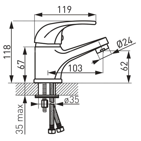 Bateria umywalkowa stojąca FERRO VASTO, chrom
