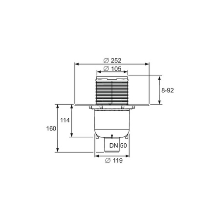 TECEdrainpoint S - zestaw odplywowy pionowy z kolnierzem