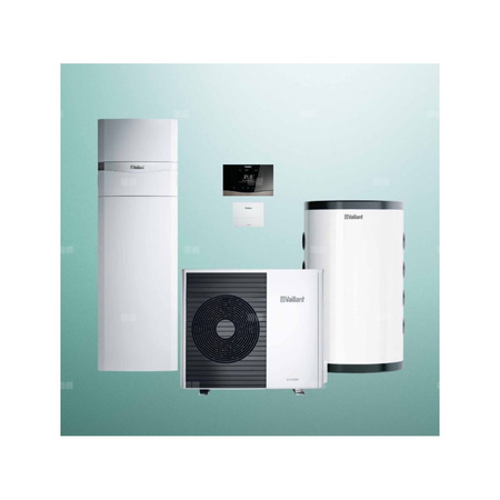 Pakiet Systemowy OZE - Pompa ciepła powietrzna powietrze-woda monoblok VAILLANT VWL 75/6A aroTHERM plus 7 kW 400 V + Centrala grzewcza uniTOWER VIH QW 190/6E + Zasobnik buforowy VP RW 45/2B + Regulator sensoCOMFORT VRC 720