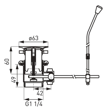 Korek 5/4'' z cięgnem do umywalki, mosiężny, chrom