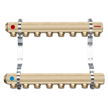 Rozdzielacz do ogrzewania podłogowego FERRO RPN05 5-obieg. mosiądz GW 1'' x GZ 3/4''