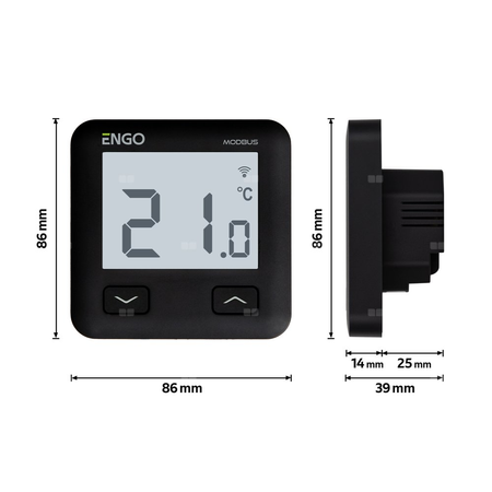 Regulator temperatury ENGO CONTROLS E10-MBUSB bezprzewodowy Zigbee z wyświetlaczem, montaż podtynkowy