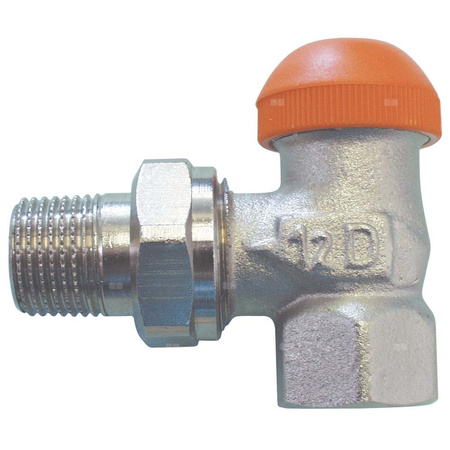 Zawór grzejnikowy termostatyczny HERZ TS-98-V kątowy z nastawą wstępną, połączenie 1/2'' (niklowanie)