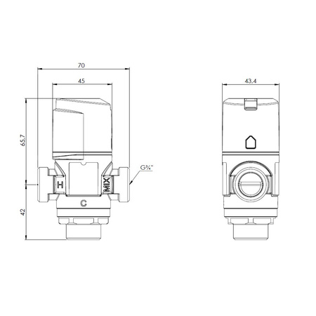 Zawór regulacyjny termostatyczny do wody ciepłej AFRISO ATM 341 mosiądz GZ 3/4'', DN 15, zakres temp. 20-43'C, Kvs 1.6 m3/h, maksymalna temperatura 90'C, maksymane ciśnienie 10 bar