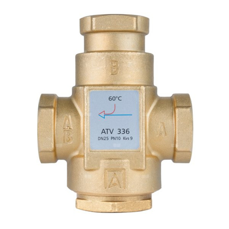 Zawór temp.powrotu kotła ATV 336, DN25, Rp1", 60°C, Kvs 9 m3/h-AFRISO