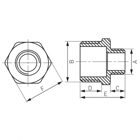 Nypel FERRO redukcja, mosiądz (żółty), 1'' x 1/2'' (GZ)