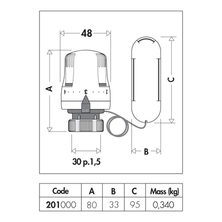 Głowica termostatyczna ze zdalnym czujnikiem