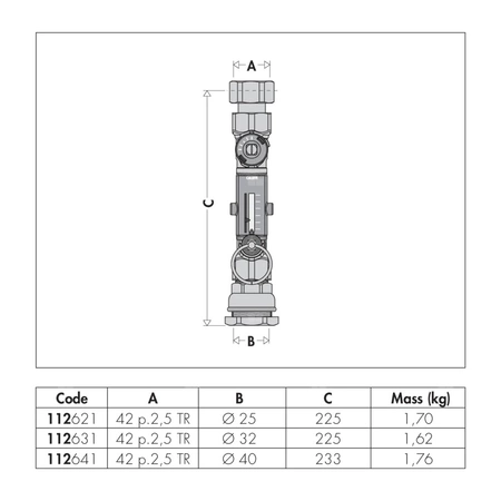 Zawór równoważący z przepływomierzem 42 p.2,5 TR x O 32