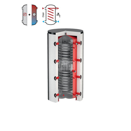 Podgrzewacz FLAMCO MEIBES FWP z wężownicą, 1500 l, Spiralny, Stan surowy, 3 / 6