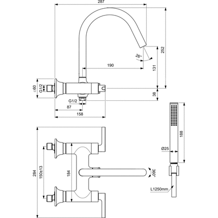 JOY NEO Bateria wannowo-natryskowa DC LEVER ACC CHR