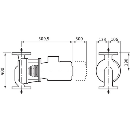 Pompa obiegowa WILO VeroLine-IPH-O 80/110-2,2/2-IE3 typu in-line z silnikiem znormalizowanym 50 Hz, moc silnika 2.2kW 4 A 2850 obr/min, wlot Kołnierz DN 80