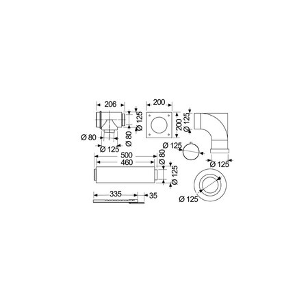 Zestaw przyłączeniowy do szachtu fi 80/125 z kolanem  fi 80