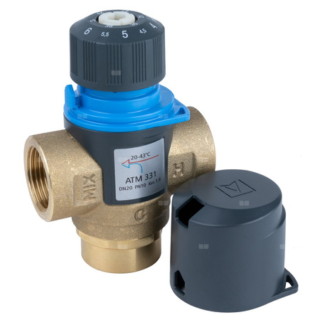 Zawór regulacyjny termostatyczny do wody ciepłej AFRISO ATM 331 mosiądz GW 3/4'', DN 20, zakres temp. 20-43'C, Kvs 1.6 m3/h, maksymalna temperatura 90'C, maksymane ciśnienie 10 bar