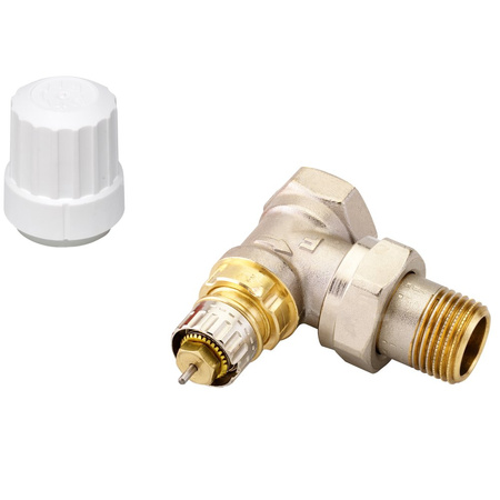 Zawór grzejnikowy RA-IN, Przepływ normalny, DN 15, Kątowy, F