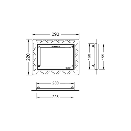 Ramka montażowa do WC, służy do montażu przycisków TECEloop/TECEsquare/TECEnow/TECEvelvet oraz TECElux mini zlicowanych z płytką ścienną, biała TECE