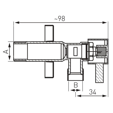 Zawór wodny FERRO Kątowy z głowicą ceramiczną GZ 1/2'' x GZ 3/8''