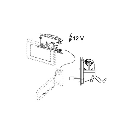 Mechanizm spłukujący elektroniczny do WC TECE planus 12 V, przycisk elektryczny montowany na poręczy - wersja przewodowa