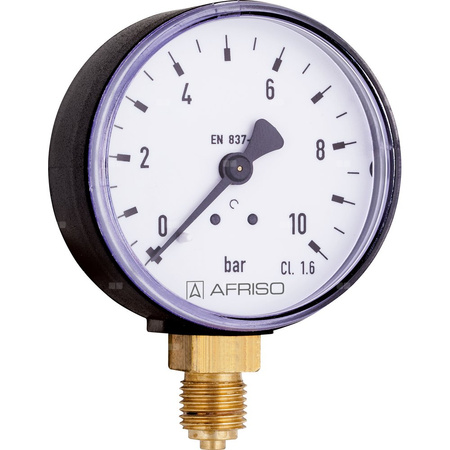 Manometr z rurką Bourdona AFRISO RF standardowy -1/0,6 bar aksjalne G1/4B fi 100 mm, kl. 1.6%