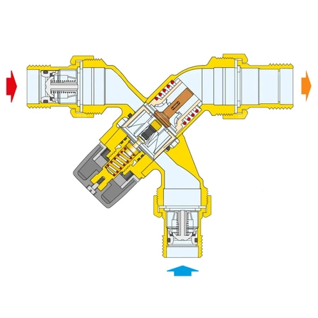 Termostatyczny zawór mieszający "L" 35 st. -65 st. C DN20 ze złączkami