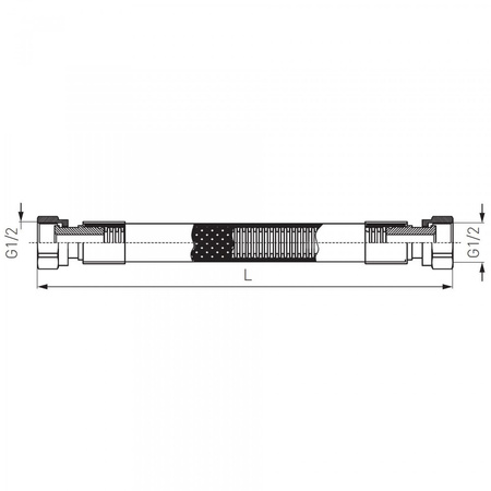 Wąż do gazu FERRO ze złączem gwintowanym 1/2'' Gwint wewnętrzny x Gwint wewnętrzny 750 mm, oplot: PCV