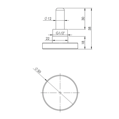 Termometr bimetaliczny AFRISO BiTh fi 50 mm 0…120'C tuleja 40 mm połączenie ax