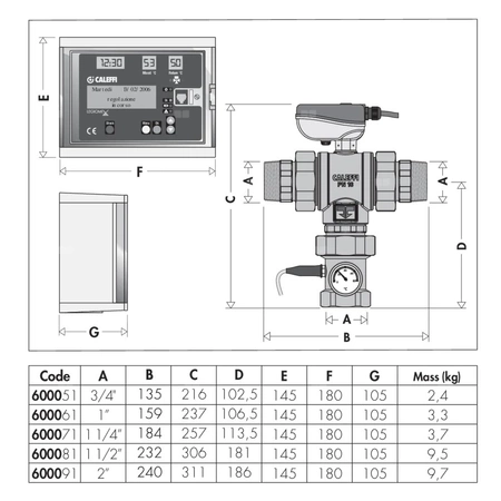LEGIOMIX - Elektroniczny zawór mieszający 2" do c.w.u. . Nadzór nad procesem dezynfekcji. Przyłącza z gwintem zewnętrznym. Zasilanie 230 V.