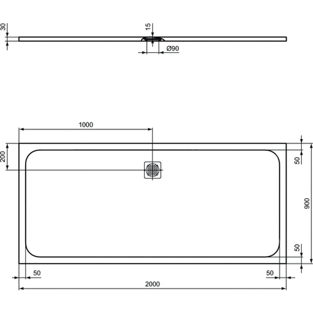 ULTRAFLAT S Brodzik 200x90 BC SAND RECT