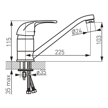 Bateria zlewozmywakowa stojąca FERRO VASTO, kolor chrom