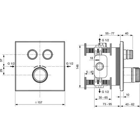 CERATHERM NAVIGO Bateria natryskowa 2P SQ KIT2