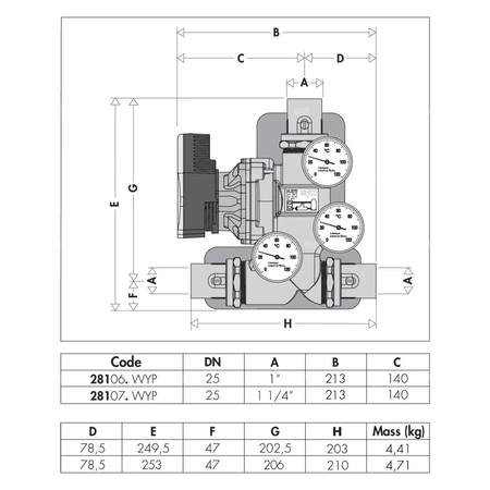 Grupa pompowa do cyrkulacji czynnika grzewczego 11/4" 60 st. WYP