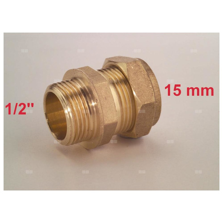 Łącznik prosty IBP 302, 15 mm x 1/2'' (GZ)