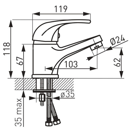 Bateria umywalkowa stojąca FERRO VASTO LB, chrom
