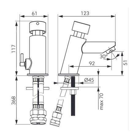 Bateria umywalkowa FERRO PRESTIGE PRO, chrom, czasowa, z regulacją temperatury